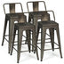 24" Set of 4 Cafe Side Chairs with Rubber Feet and Removable Back-Black - Minihomy