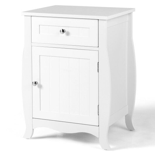 Nightstand with Drawer Cabinet and Curved Legs for Bedroom