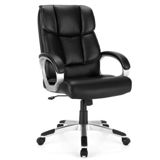 Big and Tall Adjustable High Back Leather Executive Computer Desk Chair - Color: Black - Minihomy