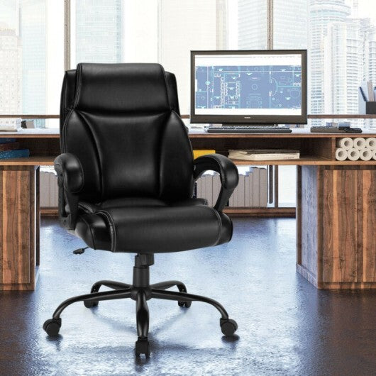 400 Pounds Big and Tall Adjustable High Back Leather Office Chair - Minihomy