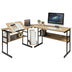 L-Shaped Computer Desk with Tiltable Tabletop-Natural - Color: Natural - Minihomy