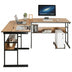 L-Shaped Computer Desk with Tiltable Tabletop-Walnut - Color: Walnut - Minihomy