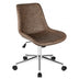 Leather Armless Adjustable Mid-Back Office Chair - Color: Brown - Minihomy