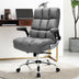 Adjustable Swivel Office Chair with High Back and Flip-up Arm for Home and Office-Gray - Color: Gray - Minihomy