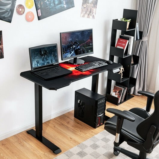 Electric Standing Gaming Desk with Height Adjustable Splice Board - Color: Black - Minihomy