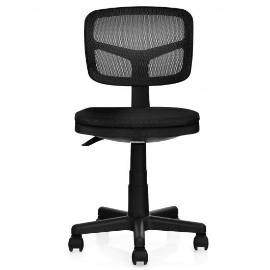 Armless Computer Chair with Height Adjustment and Breathable Mesh for Home Office-Black - Color: Black - Minihomy