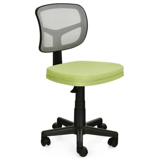 Armless Computer Chair with Height Adjustment and Breathable Mesh for Home Office-Green - Color: Green - Minihomy