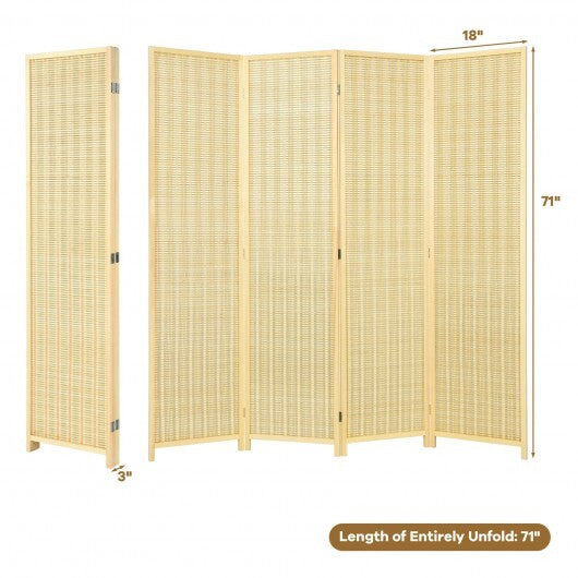 6 ft 4 Panel Portable Folding Room Divider Screen-Natural - Color: Natural - Minihomy