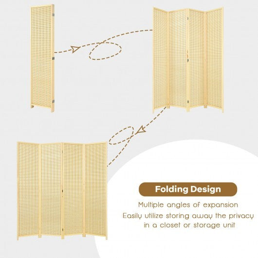 6 ft 4 Panel Portable Folding Room Divider Screen-Natural - Color: Natural - Minihomy