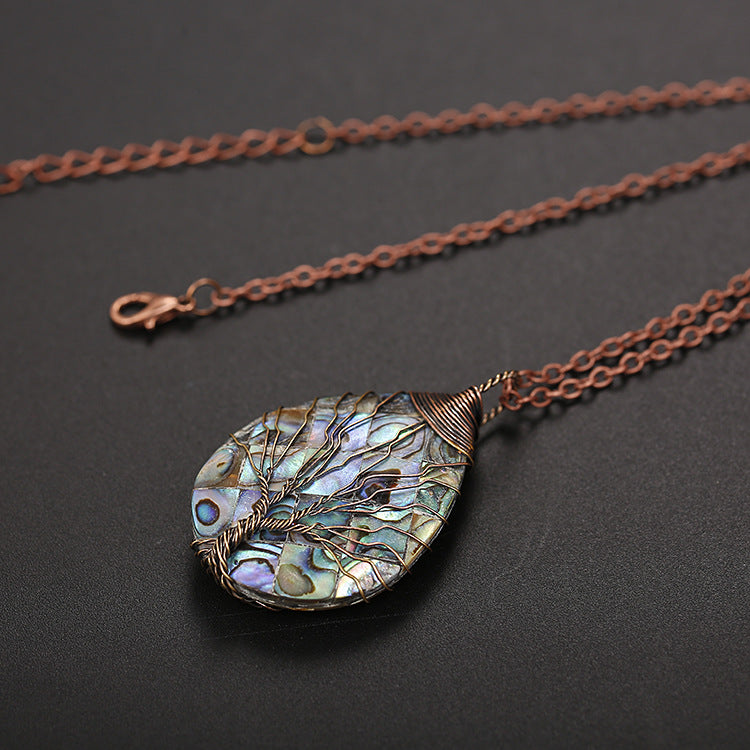 Natural color shellfish abalone shell winding necklace - Minihomy