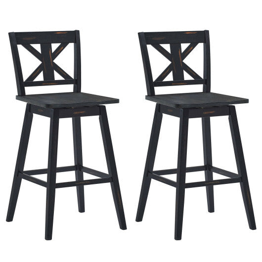 Set of 2 360-Degree Swivel Bar Stools for Home Restaurant-Black