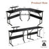 88.5 Inch L Shaped Reversible Computer Desk Table with Monitor Stand-Black - Color: Black - Minihomy