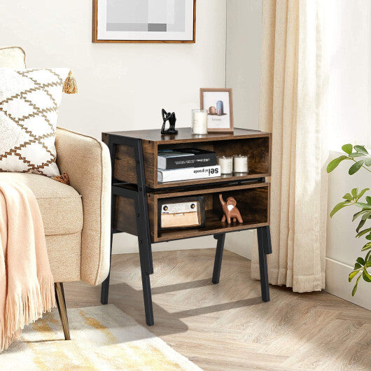 Stackable Night Stand Shelf Accent Table with Metal Frame