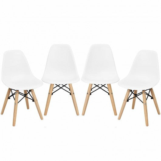 4 PCS Children Chair Set Medieval Style Dining Chairs with Wood Legs - Minihomy