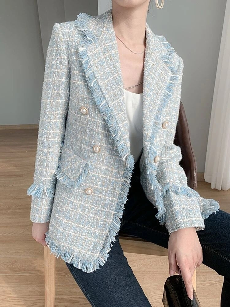 High Quality Wool Blends Tweed Jacket Women - Minihomy