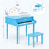 30-Key Wood Toy Kids Grand Piano with Bench and Music Rack-Blue - Color: Blue - Minihomy