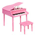 30-Key Wood Toy Kids Grand Piano with Bench & Music Rack-Pink - Color: Pink - Minihomy