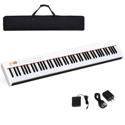 88-Key Portable Full-Size Semi-weighted Digital Piano Keyboard-White - Color: White - Minihomy