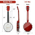 24 Inch Sonart 4-String Banjo Ukulele with Remo Drumhead and Gig Bag - Color: Red - Minihomy