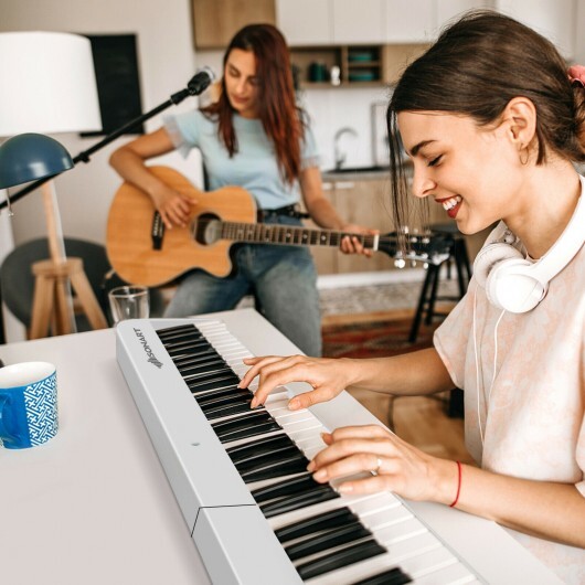 88-Key Foldable Digital Piano with MIDI and Wireless BT-White - Color: White - Minihomy