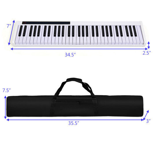 61-Key Portable Digital Stage Piano with Carrying Bag-White - Minihomy