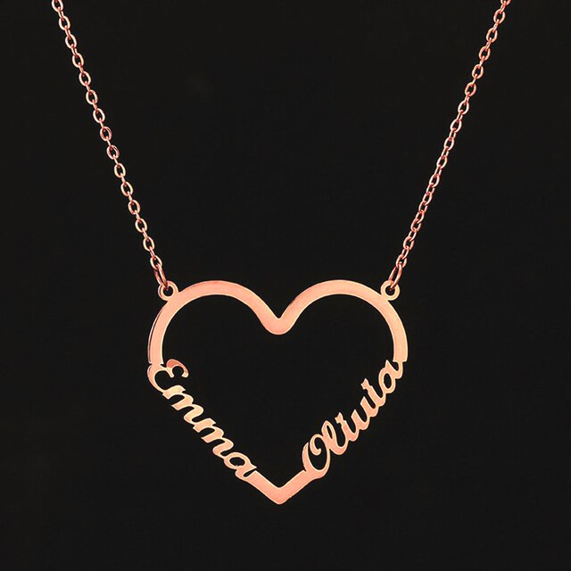 Stainless Steel Name Heart Necklace for Women Personalized Letter Gold Choker Necklace Gift