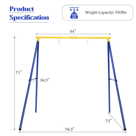 Extra Large Heavy Duty A-Frame Steel Swing Stand - Color: Blue - Minihomy