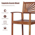 2 Pieces Outdoor Acacia Wood Bar Chairs with Sunflower Backrest and Armrests - Minihomy