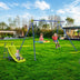 4-in-1 Heavy-Duty Metal Playset with Slide and Basketball Hoop - Color: Multicolor - Minihomy