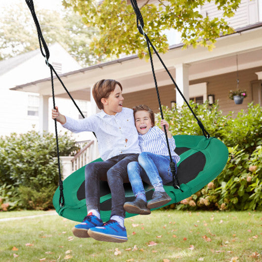 40 Inches Saucer Tree Swing Round with Adjustable Ropes and Carabiners-Green - Color: Green - Minihomy