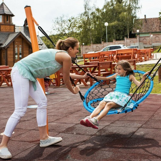 Net Hanging Swing Chair with Adjustable Hanging Ropes-Blue - Color: Blue - Minihomy