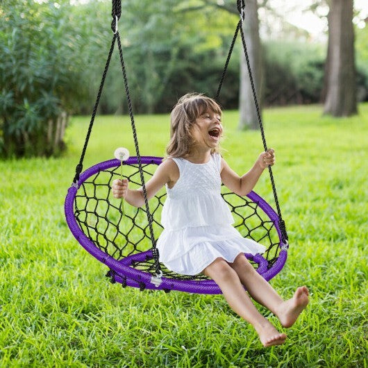 Net Hanging Swing Chair with Adjustable Hanging Ropes-Purple - Color: Purple - Minihomy