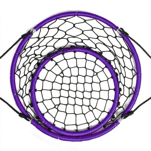 Net Hanging Swing Chair with Adjustable Hanging Ropes-Purple - Color: Purple - Minihomy