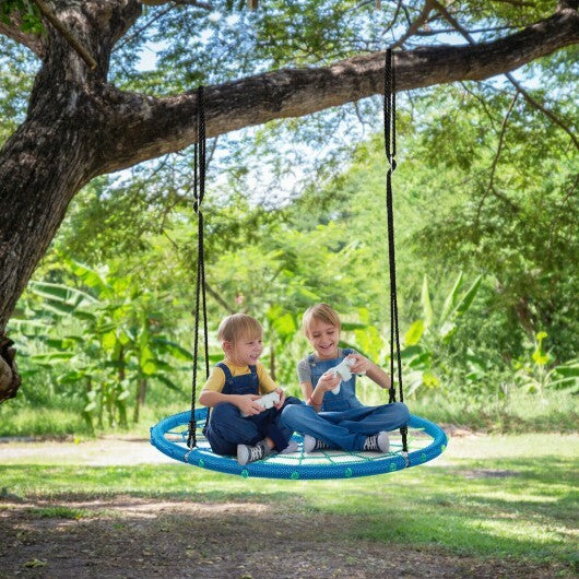 40 Inch Spider Web Tree Swing Kids Outdoor Play Set with Adjustable Ropes-Blue - Color: Blue