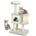 46 Inch Wooden Cat Activity Tree with Platform and Cushionsfor for Cats and Kittens - Color: Gray - Minihomy