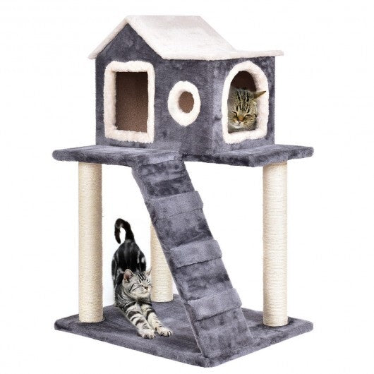 36 Inch Tower Condo Scratching Posts Ladder Cat Tree - Color: Dark Gray