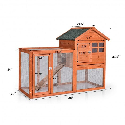 Outdoor Wooden Rabbit hutch-Natural - Color: Natural - Minihomy