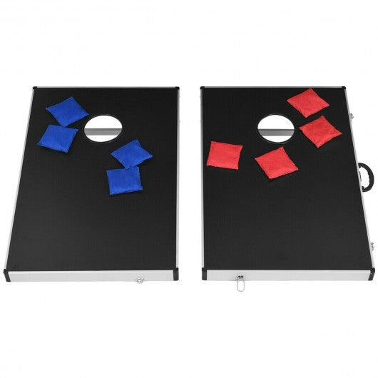 Cornhole Set with Foldable Design and Side Handle - Color: Black