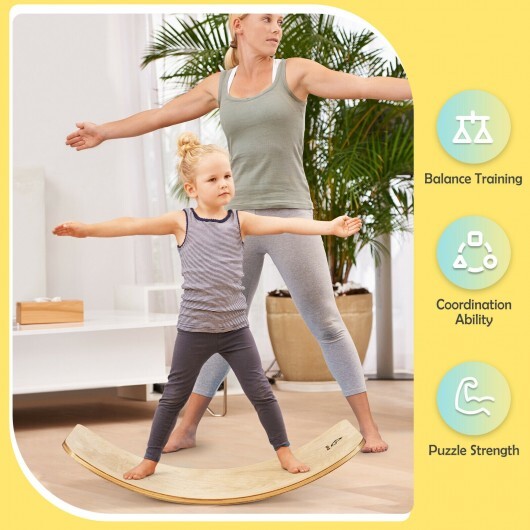 15.5 Inch Wobble Board for Kids and Adults-Natural - Color: Natural - Size: 15.5 inches - Minihomy