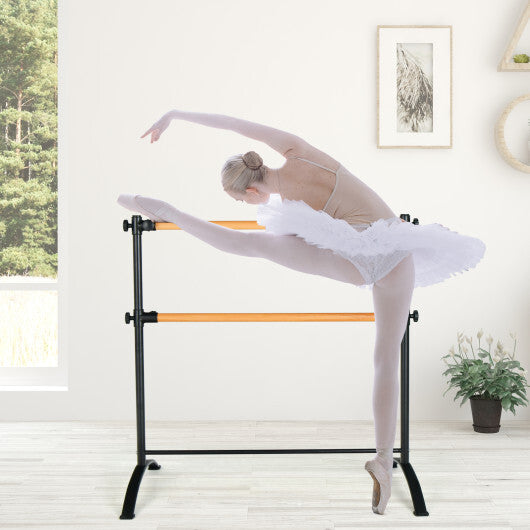 4 Foot Portable  Freestanding Double Ballet Barre-Black - Color: Black - Minihomy