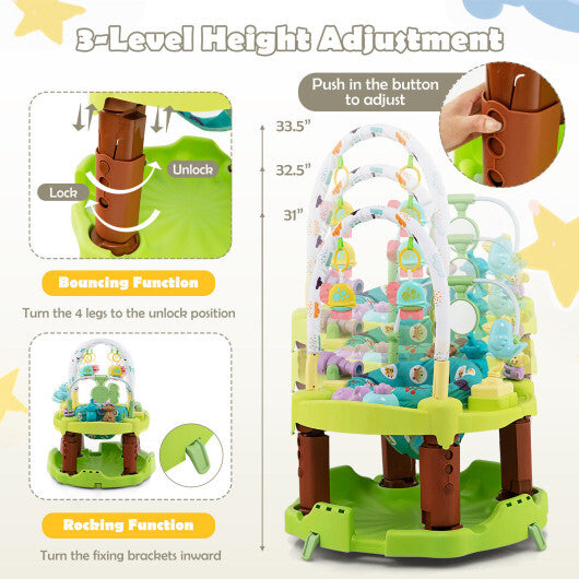 3-in-1 Baby Activity Center with 3-position for 0-24 Months-Green - Color: Green - Minihomy