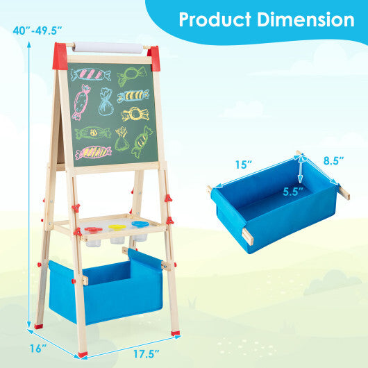 3-in-1 Double-Sided Adjustable Kid Easel for 3-8 Years Old Toddlers - Color: Multicolor - Minihomy