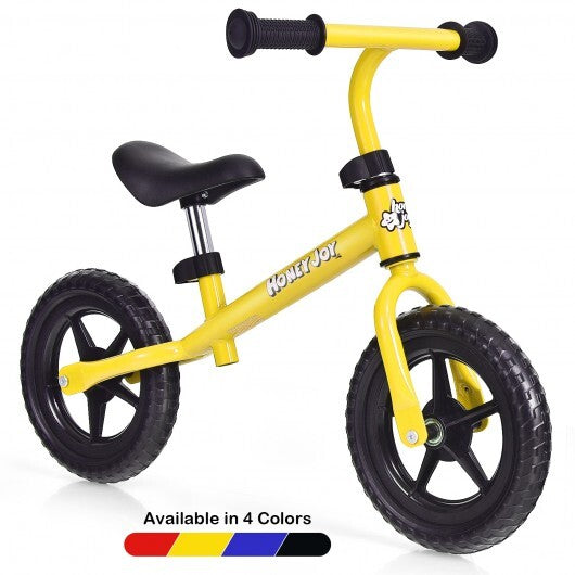 Kids No Pedal Balance Bike with Adjustable Handlebar and Seat-Yellow - Color: Yellow