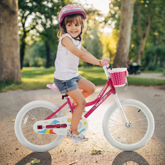 Kids Bicycle 18 Inch Toddler and Kids Bike with Training Wheels for 6-8 Year Old Kids-Pink - Color: Pink