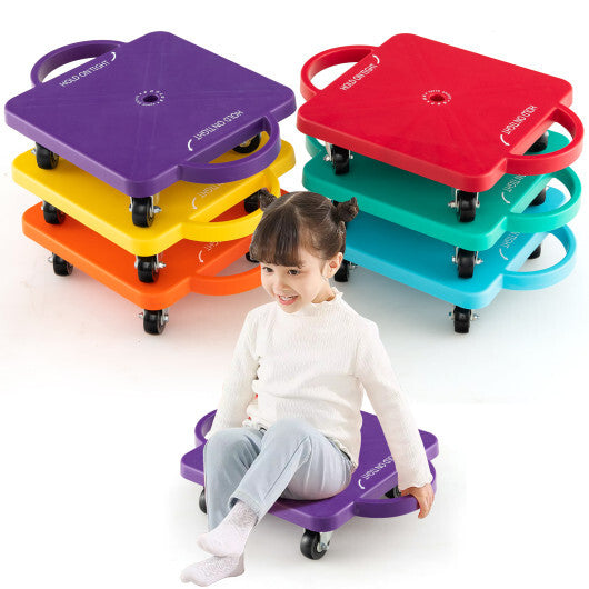 4/6-Pack Kids Scooter Board with Handles and Non-Marring Casters-6 Pack - Color: Multicolor - Size: 6 Pack - Minihomy