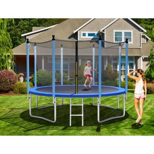 Outdoor Trampoline with Safety Closure Net-12 ft - Color: Blue - Size: 12 ft