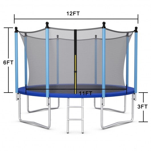 Outdoor Trampoline with Safety Closure Net-12 ft - Color: Blue - Size: 12 ft - Minihomy