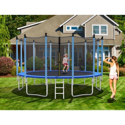 Outdoor Trampoline with Safety Closure Net-16 ft - Color: Blue - Size: 16 ft