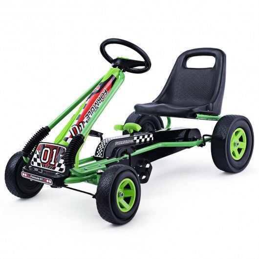 4 Wheels Kids Ride On Pedal Powered Bike Go Kart Racer Car Outdoor Play Toy-Green - Color: Green - Minihomy