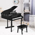 Musical Instrument Toy 30-Key Children Mini Grand Piano with Bench-Black - Color: Black - Minihomy